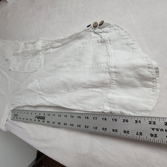 Vintage Italian White Linen Cargo Cropped Pants Elastic Waist Casual Pull-On - Picture 7 of 9